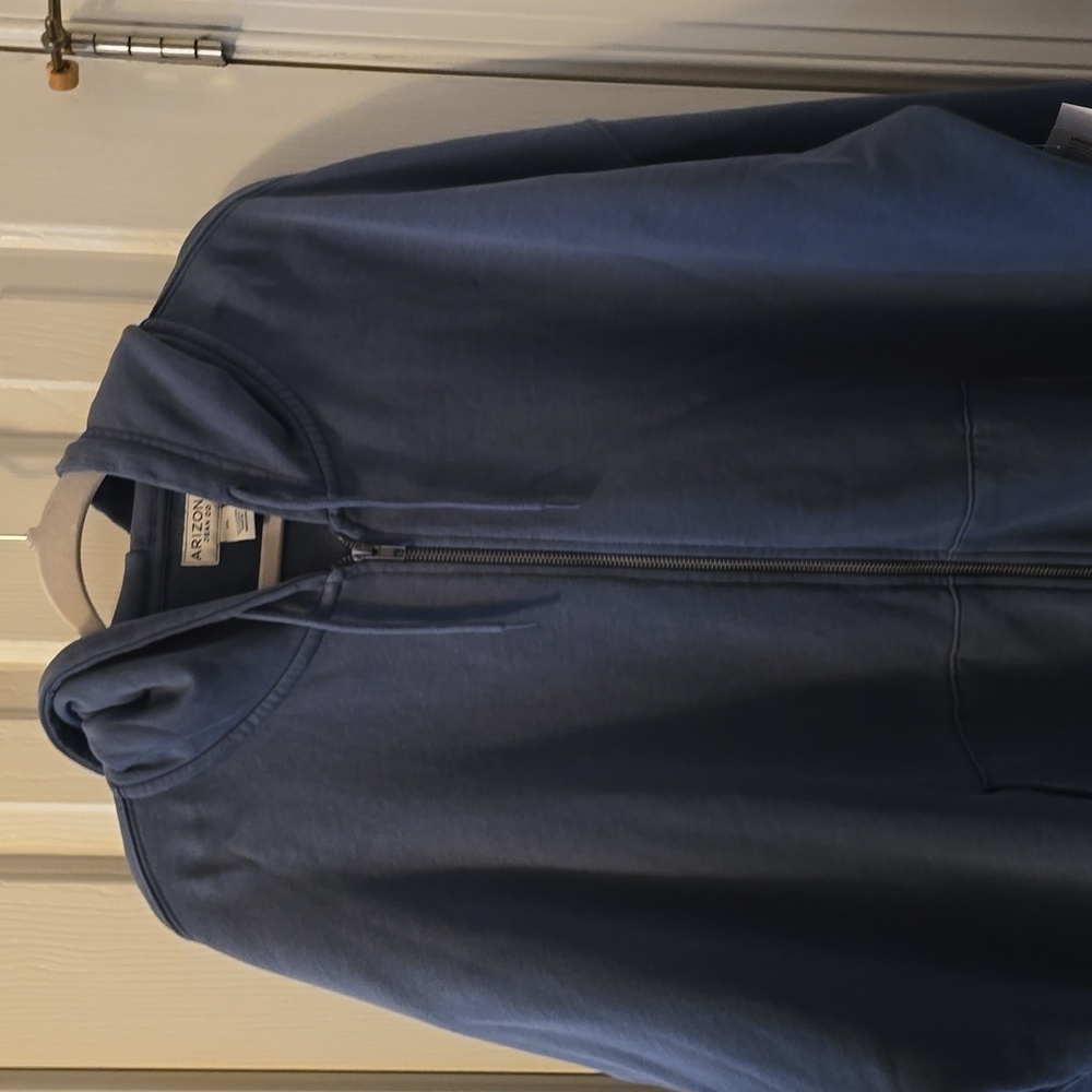 ARIZONA JEAN CO BRAND YOUNG MEN'S TEAL FRONT ZIPPERED COTTON HOODIE SIZE XXL